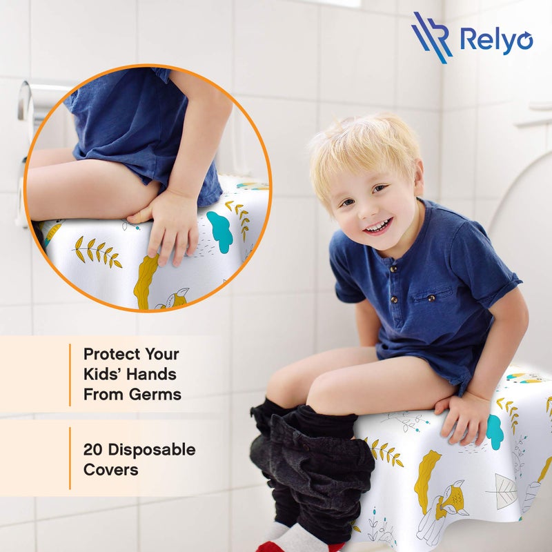 Relyo Toilet Seat Covers Disposable - 20 Pack - Waterproof, Ideal for Kids and Adults - Extra Large, Individually Wrapped for Travel, Toddlers Potty Training Public Restrooms (Owls, 20) - Image 3